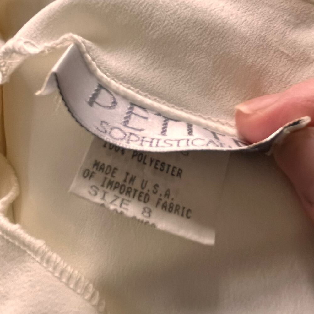 Vintage Size 8/S/M? Petite Sophisticate Womens Ruffled Blouse Ivory Long Sleeve - Picture 9 of 9